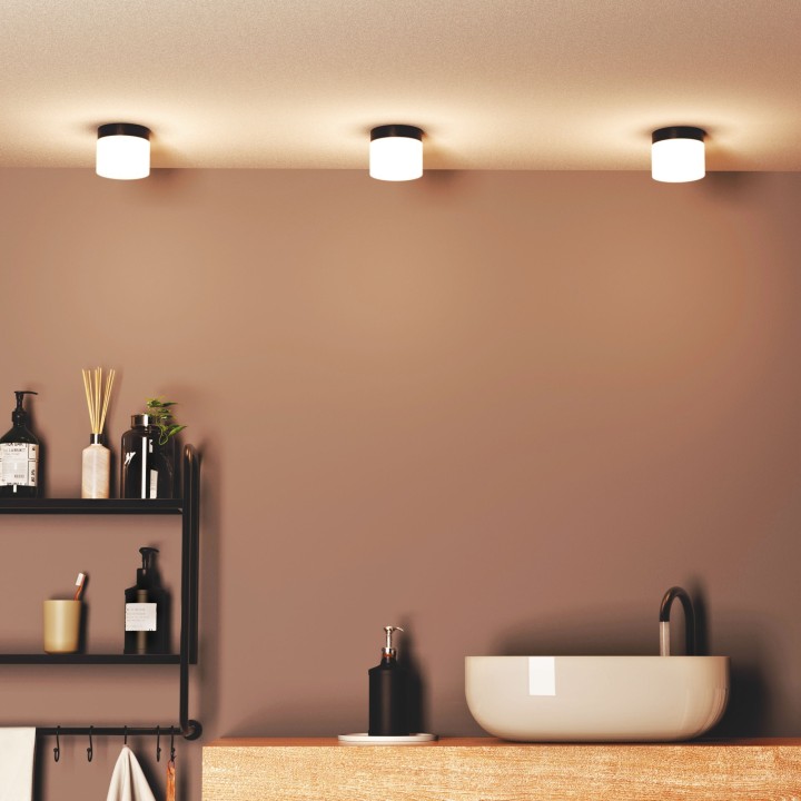 Plafón CONGO con difusor acrílico y acabado negro. Ø10cm.LED 6W|Sulion