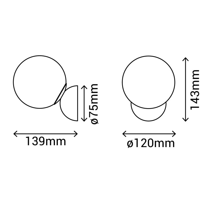Aplique VOLGA. Metal latón satinado y bola difusor opal. 1xG9 | Sulion