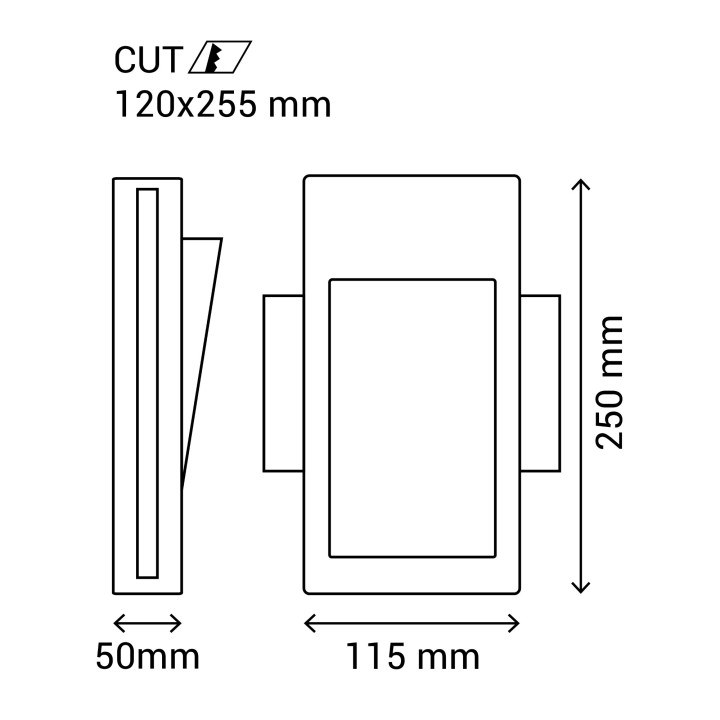 Bañador de pared MARTIN LED 2W yeso pintable 115x250mm 4000K | Sulion