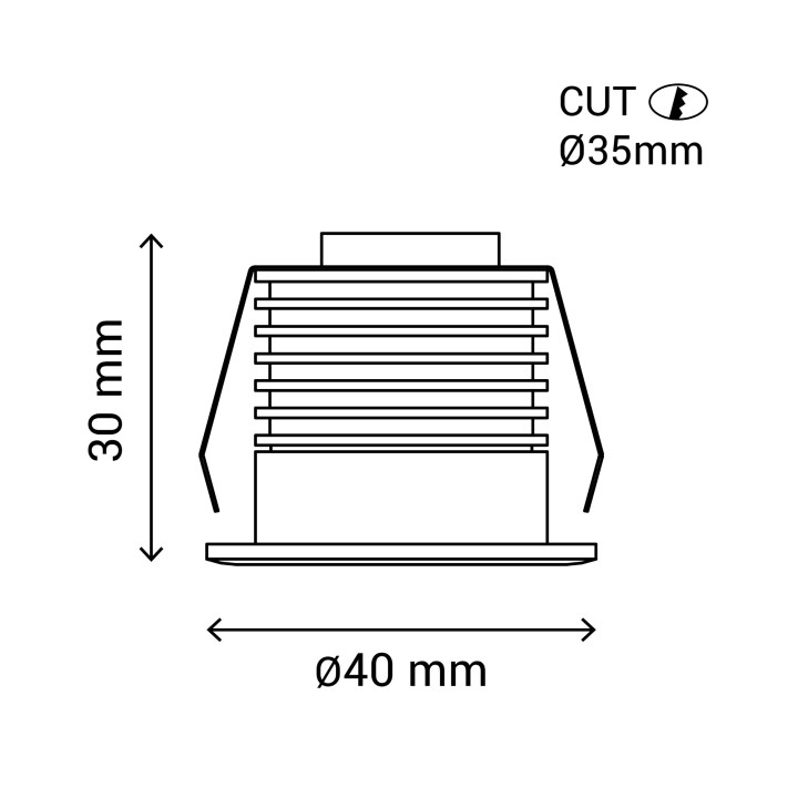 Empotrable DOTFIX LED 3W, 30mm fondo, blanco , 24° y 4000K| Sulion
