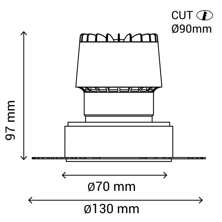 Empotrable DOTFIX LED 15W 3CCT switch, enrasable y lente 36° | Sulion