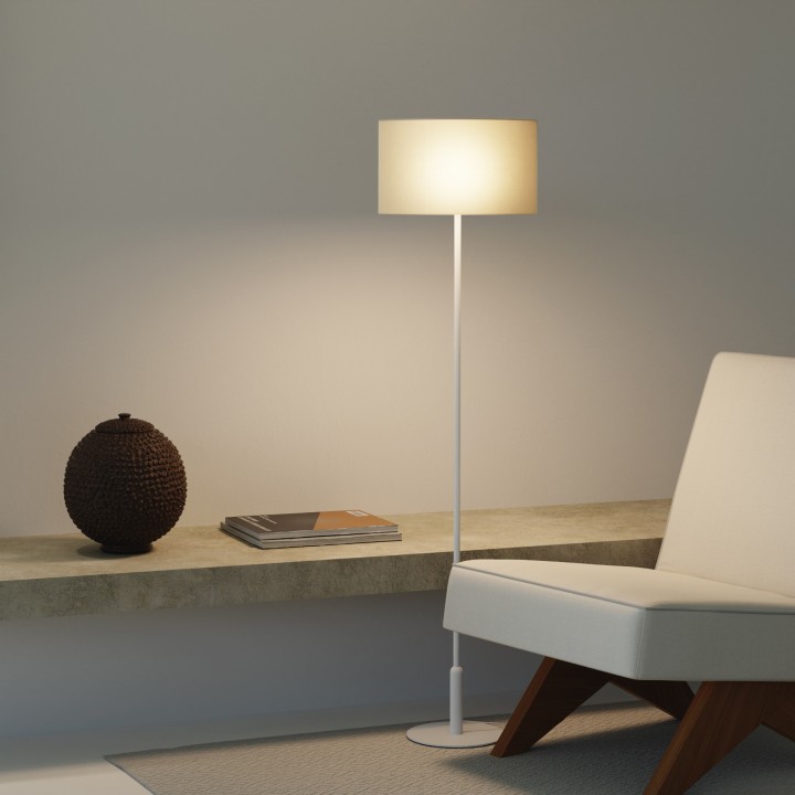 Pie Basic Stylo de metal blanco arenado y pantalla blanca  - Sulion
