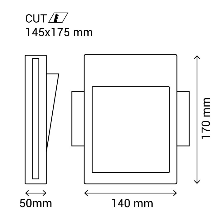 Bañador de pared MARTIN LED 2W yeso pintable 140x170mm 4000K | Sulion