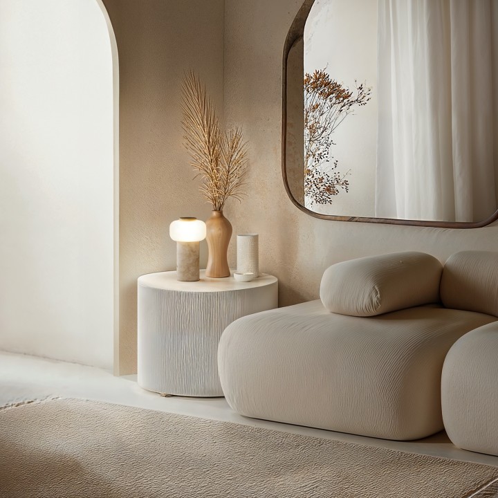 Lámpara portátil Vita en travertino beige con luz ajustable - Sulion