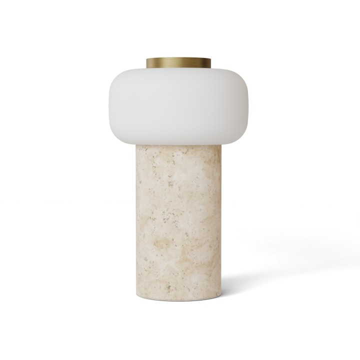 Lámpara portátil Vita en travertino beige con luz ajustable - Sulion