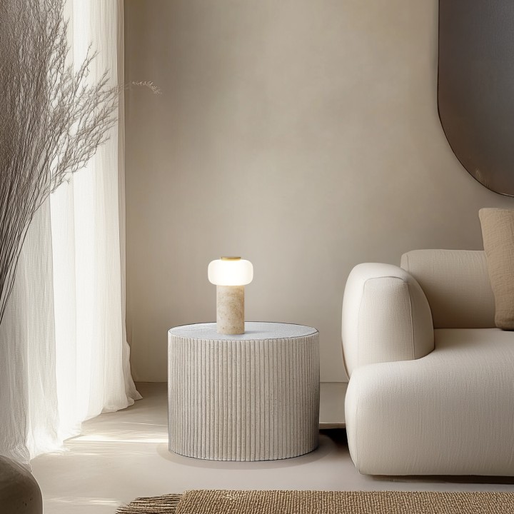 Lámpara portátil Vita en travertino beige con luz ajustable - Sulion