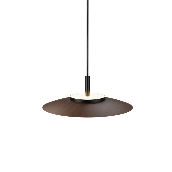Lámpara colgante Valentina negro/madera oscura Ø30cm- Sulion