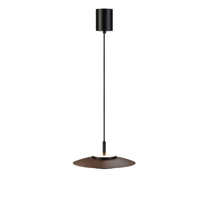 Lámpara colgante Valentina negro/madera oscura Ø30cm- Sulion