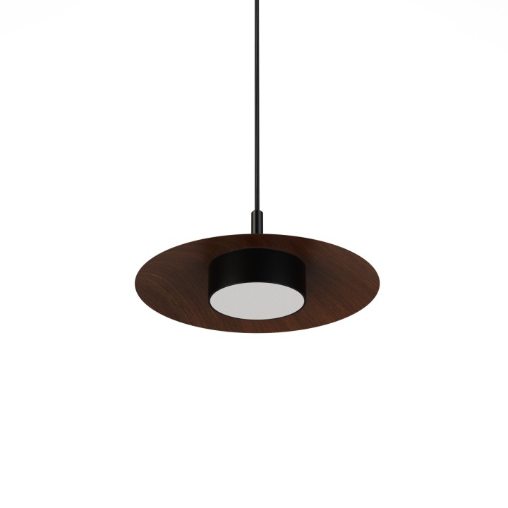 Lámpara colgante Valentina negro/madera oscura Ø30cm- Sulion