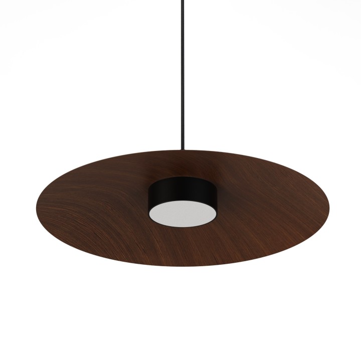 Lámpara colgante Valentina negro/madera oscura Ø50cm- Sulion