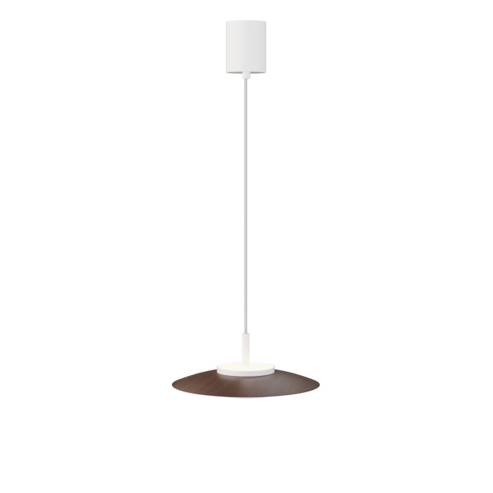 Lámpara colgante Valentina blanco/madera oscura Ø30cm- Sulion