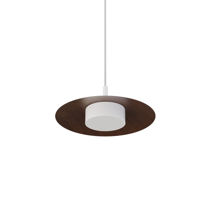 Lámpara colgante Valentina blanco/madera oscura Ø30cm- Sulion