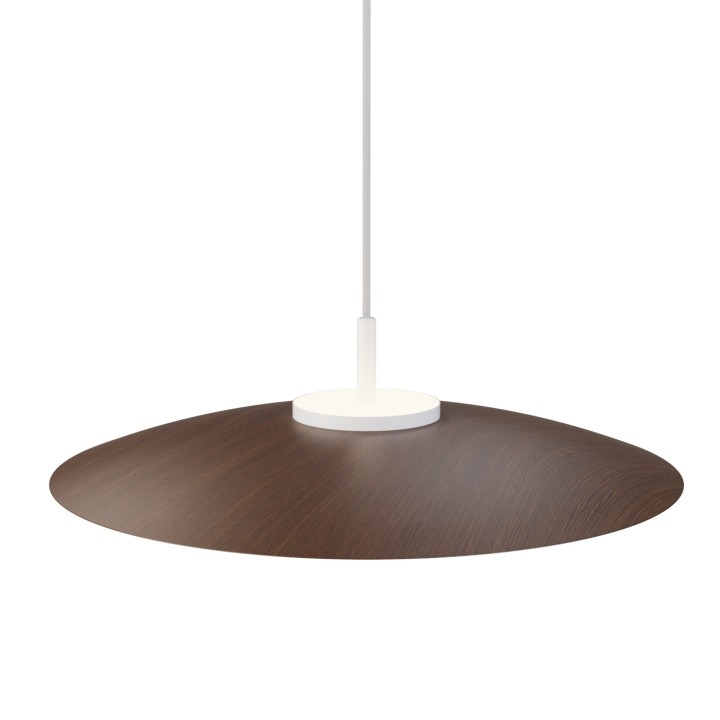 Lámpara colgante Valentina blanco/madera oscura Ø50cm- Sulion