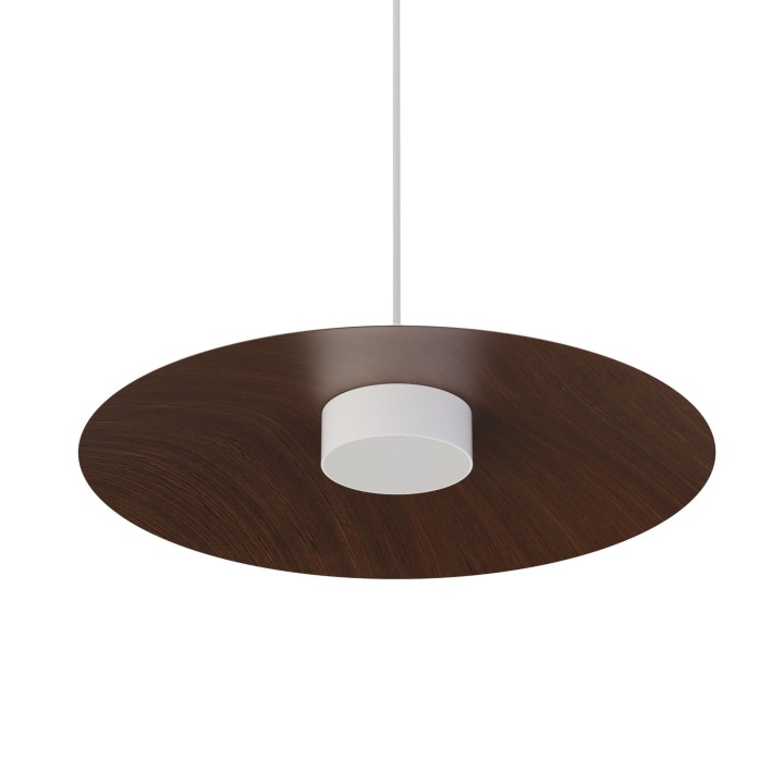 Lámpara colgante Valentina blanco/madera oscura Ø50cm- Sulion