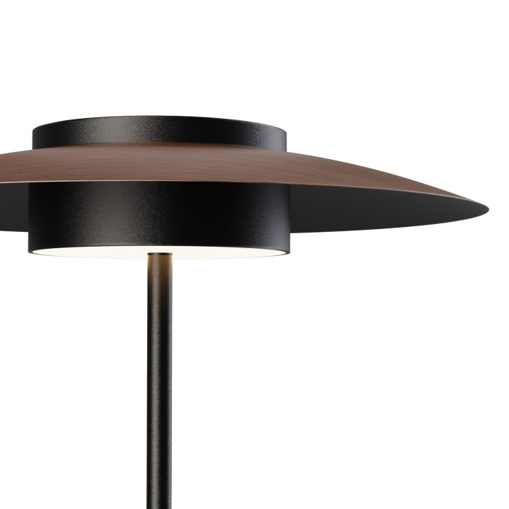 Lámpara sobremesa Valentina negro/madera oscura Ø30cm- Sulion