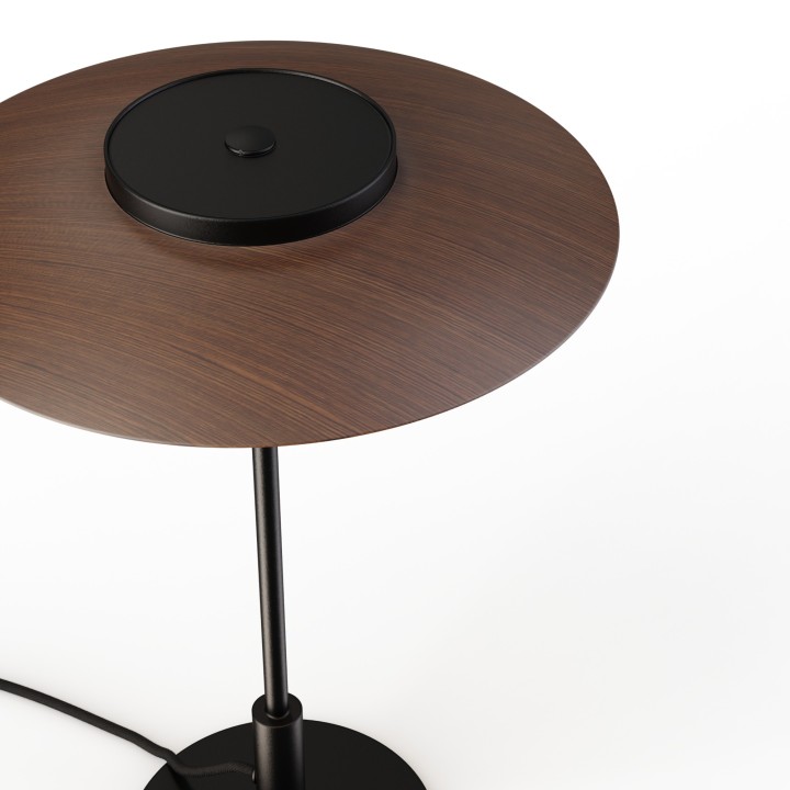 Lámpara sobremesa Valentina negro/madera oscura Ø30cm- Sulion