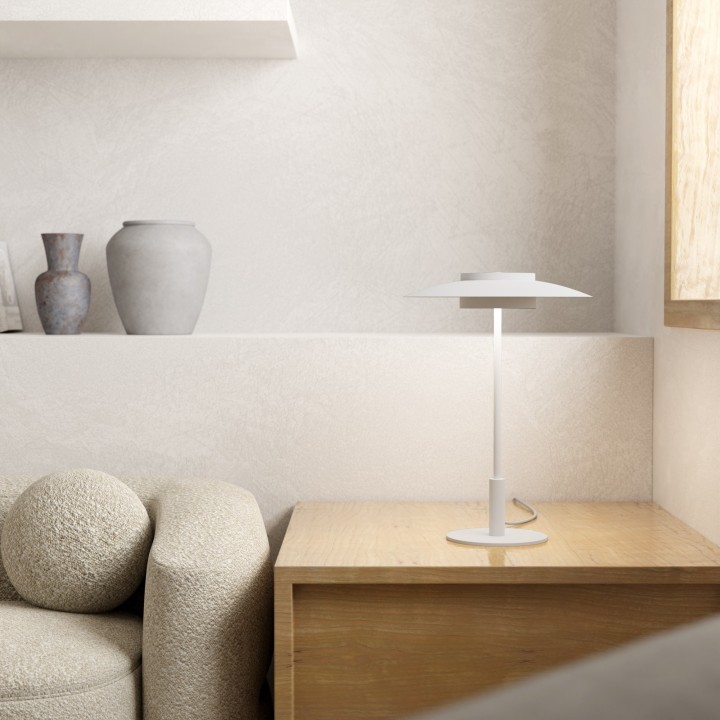 Lámpara sobremesa Valentina blanco/blanco Ø30cm- Sulion