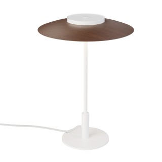 Lámpara sobremesa Valentina blanco/madera oscura Ø30cm- Sulion