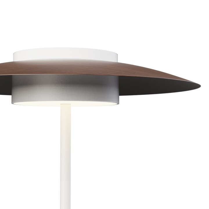 Lámpara sobremesa Valentina blanco/madera oscura Ø30cm- Sulion