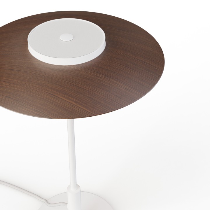 Lámpara sobremesa Valentina blanco/madera oscura Ø30cm- Sulion