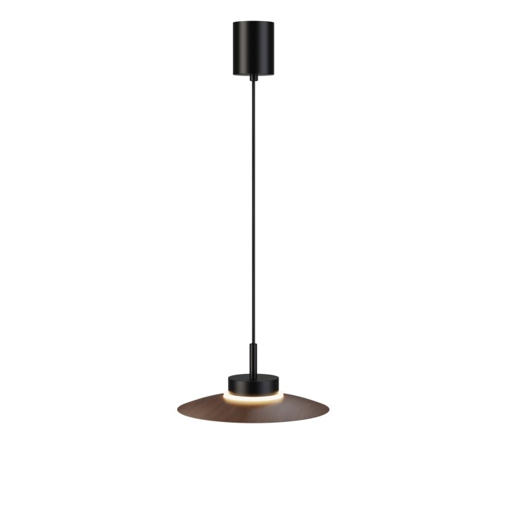 Lámpara colgante Carmen negro/madera Ø30cm- Sulion