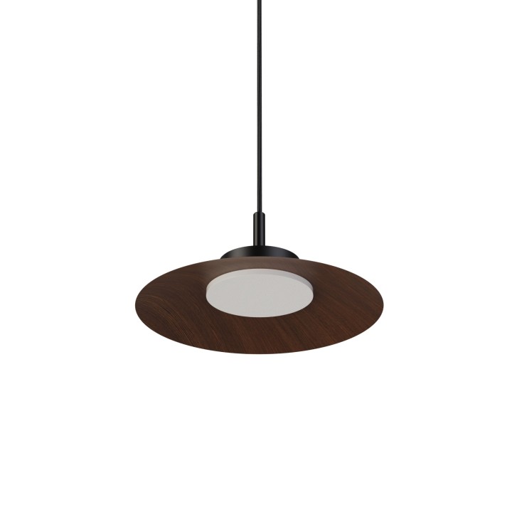 Lámpara colgante Carmen negro/madera Ø30cm- Sulion