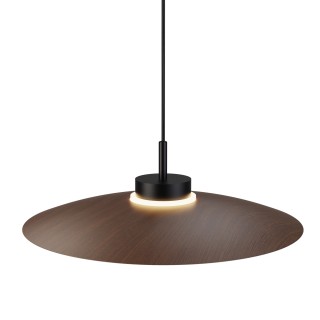 Lámpara colgante Carmen negro/madera oscura Ø50cm- Sulion