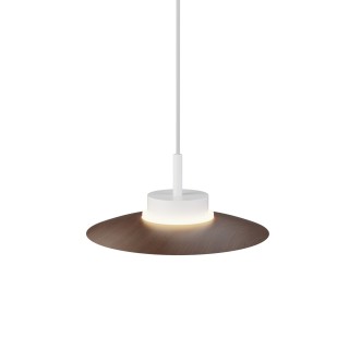 Lámpara colgante Carmen blanco/madera oscura Ø30cm- Sulion