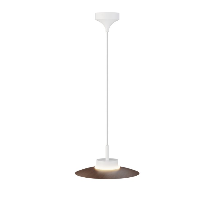 Lámpara colgante Carmen blanco/madera oscura Ø30cm- Sulion