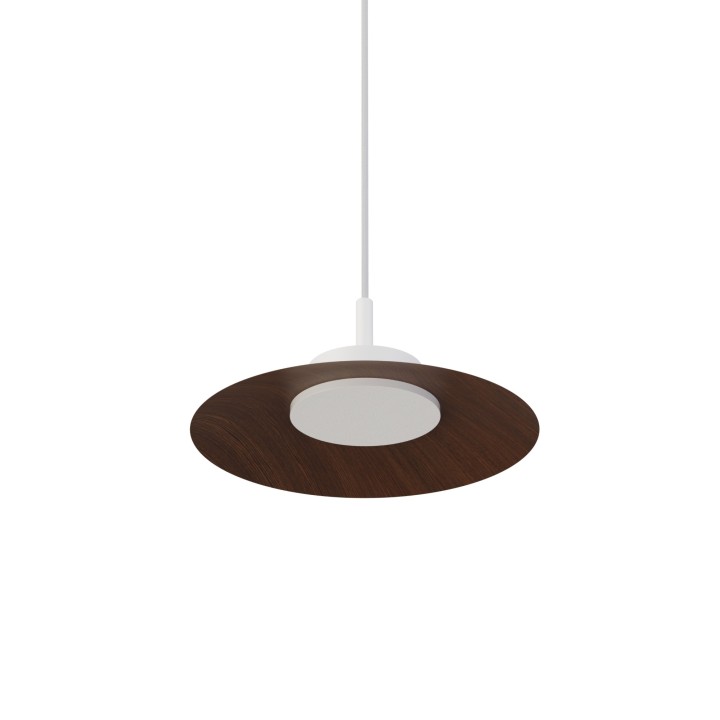 Lámpara colgante Carmen blanco/madera oscura Ø30cm- Sulion