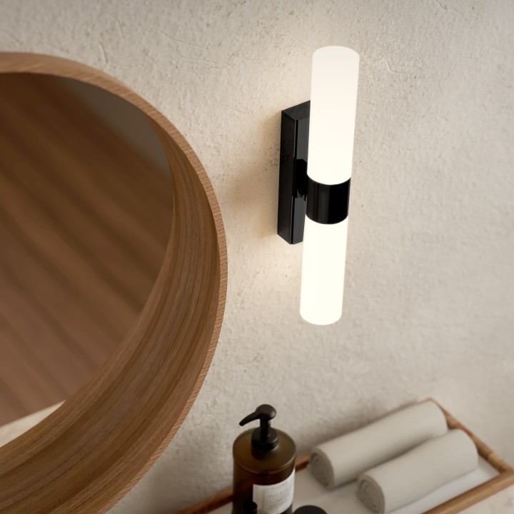 Aplique Iluminaespejo LED Egeo negro IP44 para baño - Sulion