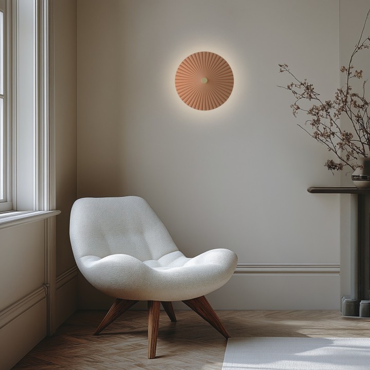 Aplique de pared Elena de yeso color arcilla 3000K  Ø30cm - Sulion