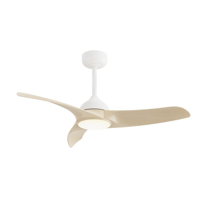 Ventilador de techo DIEHL M blanco y palas madera clara con luz Sulion