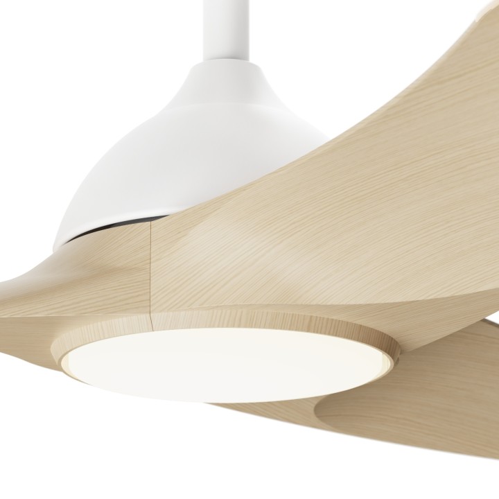 Ventilador de techo DIEHL M blanco y palas madera clara con luz Sulion