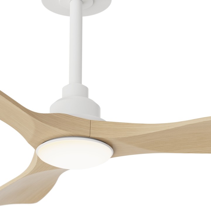 Ventilador de techo CARLA S blanco y palas de madera, con luz Sulion