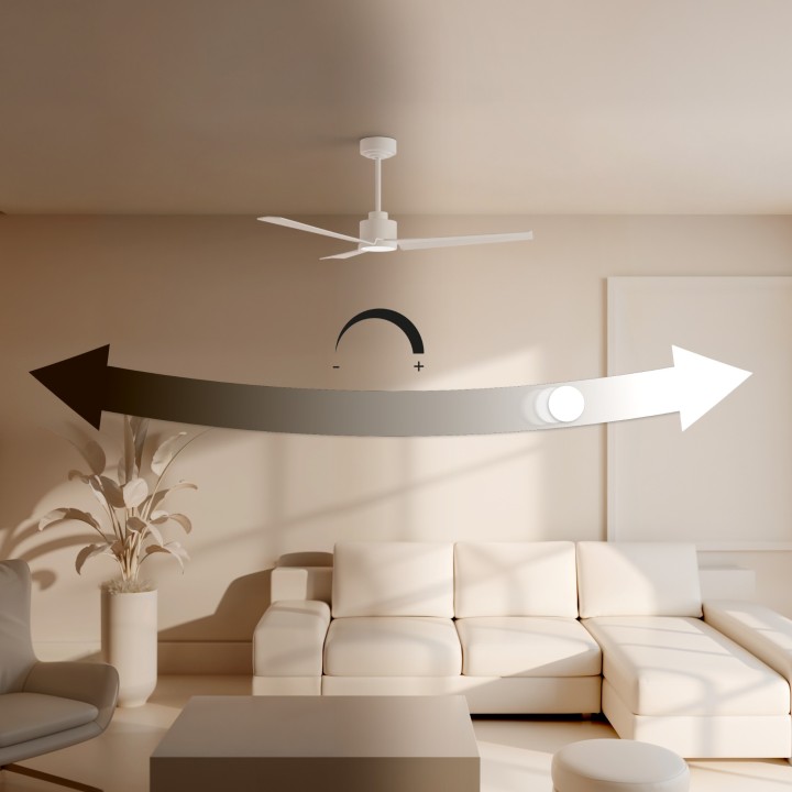 Ventilador de techo CARLA S blanco y palas de madera, con luz Sulion