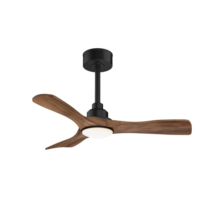 Ventilador de techo CARLA S negro y palas madera oscura con luz Sulion