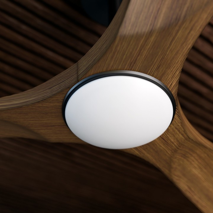 Ventilador de techo CARLA S negro y palas madera oscura con luz Sulion