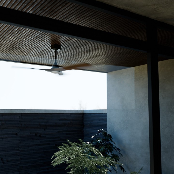 Ventilador de techo CARLA S negro y palas madera oscura con luz Sulion
