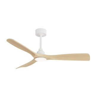 Ventilador de techo CARLA L blanco y palas de madera, con luz Sulion