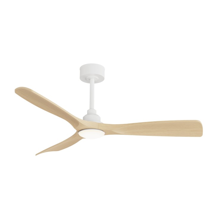 Ventilador de techo CARLA L blanco y palas de madera, con luz Sulion