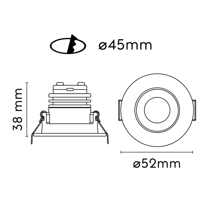 Foco empotrable Dotfix aluminio negro 3W - Sulion