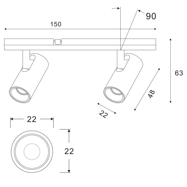 Proyector magnético System48 aluminio blanco 2*3 W - Sulion